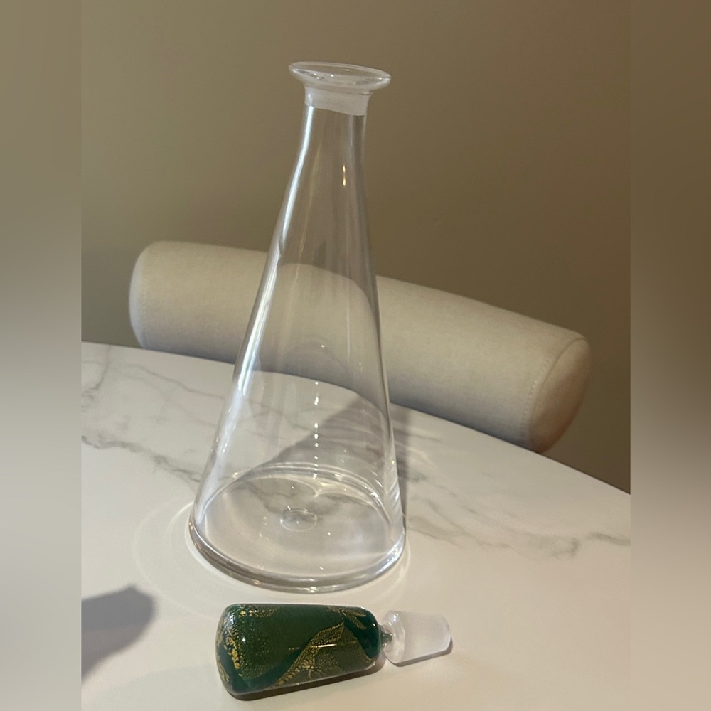 Artisan Glass Vase with Green Accent Stopper - Picture 3 of 6